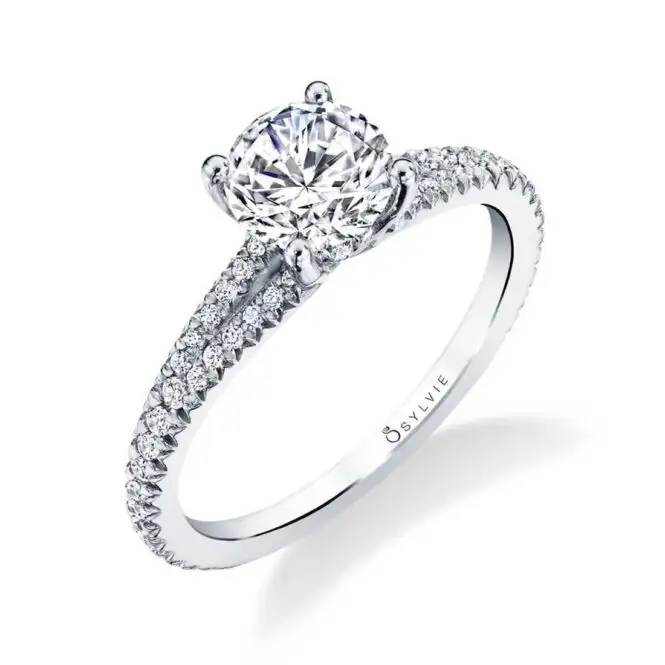 White Gold Classic Split Shank Engagement Ring Profile View