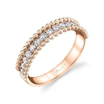 White Gold Beaded Stackable Band - MD - Brettany