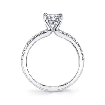 White Gold Round Cut Classic Engagement Ring - Heidi