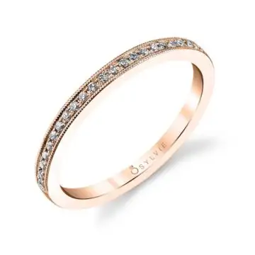 White Gold Classic Milgrain Accented Wedding Ring - Lilian