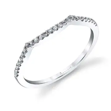 White Gold Curved Wedding Band