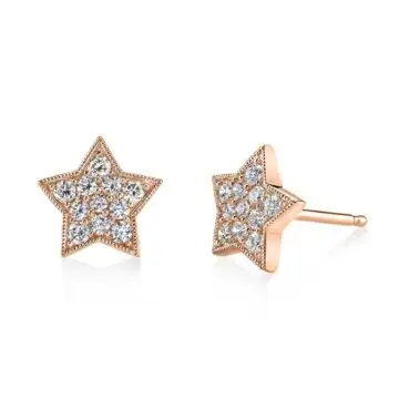 White Gold Diamond Star Earrings