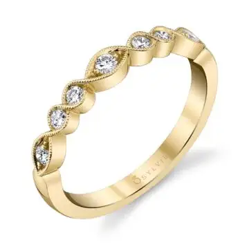 White Gold Elegant Yellow Gold Stackable Wedding Band - Roseanne