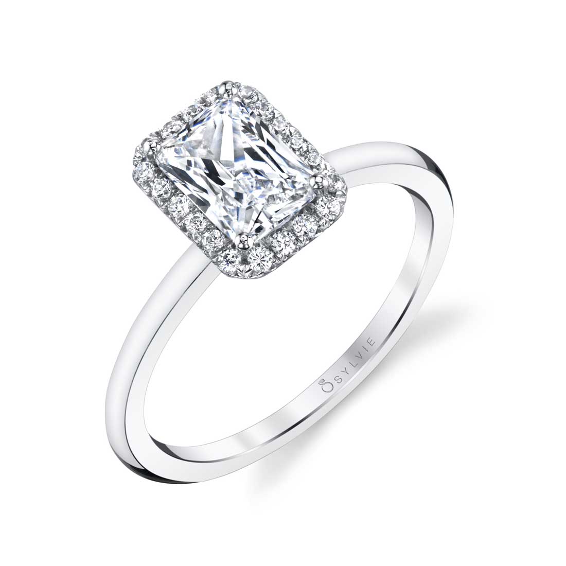 Luxury Halo Radiant Cut Wedding Ring Set