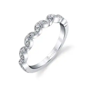 White Gold Marquise Shaped Stackable Band - Rachel