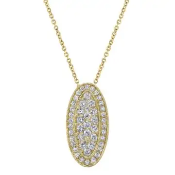 White Gold Oval Shaped Pendant in Yellow Gold