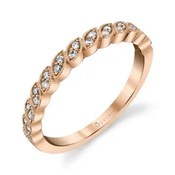 White Gold Rose Gold Marquise Shaped Stackable Diamond Band - Tara