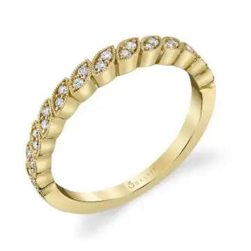 White Gold Yellow Gold Marquise Shaped Stackable Diamond Band - Tara