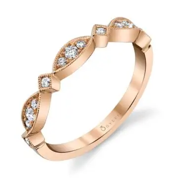 White Gold Rose Gold Marquise Shaped Stackable Band - Samantha