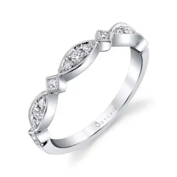 White Gold Marquise Shaped Stackable Band - Samantha