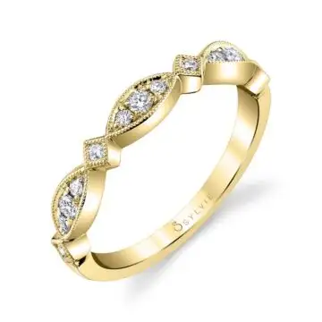 White Gold Yellow Gold Marquise Shaped Stackable Band - Samantha