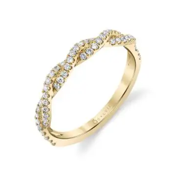 White Gold Round Cut Spiral Diamond Wedding Ring - Leána