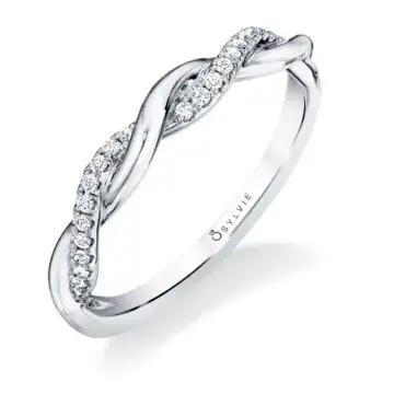 White Gold Modern Spiral Wedding Band -Yasmine