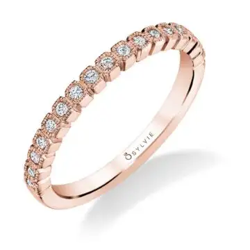 White Gold Modern Diamond Stackable Wedding Band - Olympia