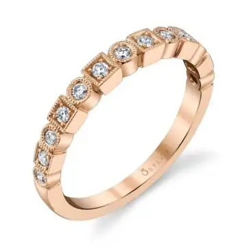 White Gold Modern Rose Gold Stackable Band -Jasmeen