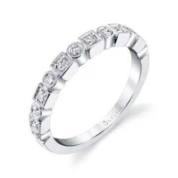 White Gold Modern Stackable Band - Jasmeen