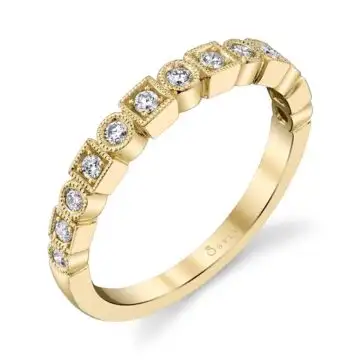 White Gold Modern Yellow Gold Stackable Band - Jasmeen