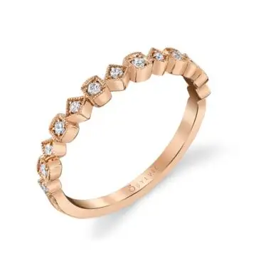 White Gold Modern Rose Gold Stackable Band - Eliana