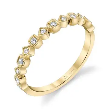 White Gold Modern Yellow Gold Stackable Band - Eliana