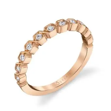 White Gold Modern Square Shaped Stackable Band in Rose Gold - Salome