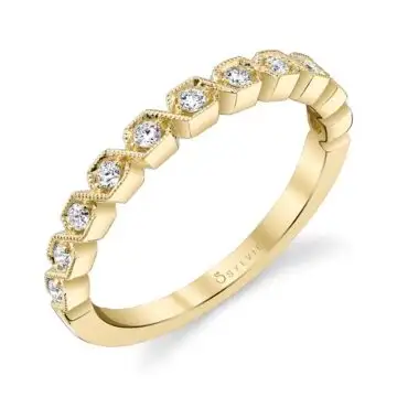 White Gold Modern Square Shaped Stackable Band in Yellow Gold - Salome