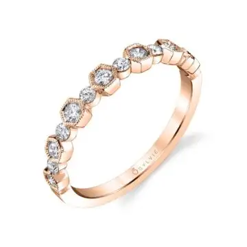 White Gold Modern Rose Gold Stackable Band - Lucienne