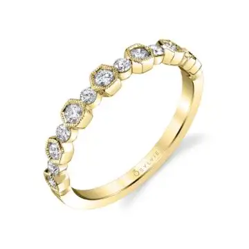 White Gold Modern Yellow Gold Stackable Band - Lucienne