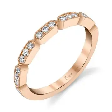 White Gold Modern Rose Gold Stackable Diamond Band - Michelle