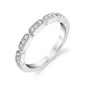 White Gold Modern Stackable Diamond Band - Michelle