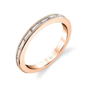 White Gold Baguette Wedding Band - Romi