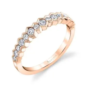 White Gold Modern Rose Gold Wedding Band - Naelle