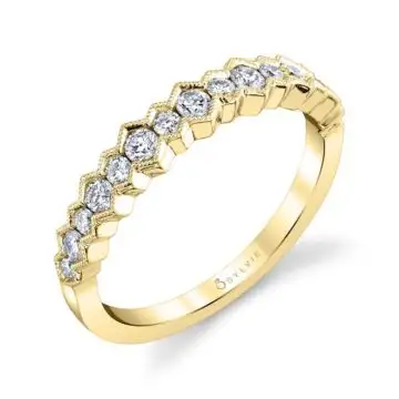 White Gold Modern Yellow Gold Wedding Band - Naelle