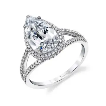 Pear Shaped Vintage Engagement Ring with Split Shank - Clarinda