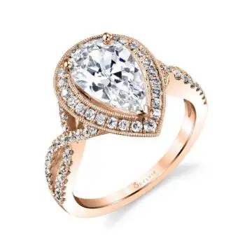 White Gold Pear Shaped Engagement Ring with Halo - Alyssa