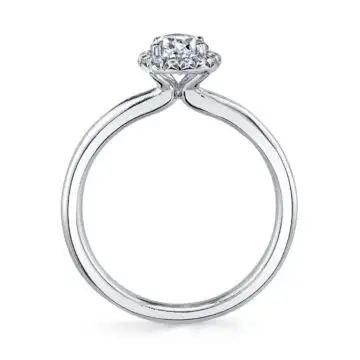 White Gold Pear Shaped Solitaire Halo Engagement Ring - Elsie