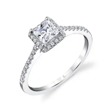 Princess Cut Halo Engagement Ring - Jenny