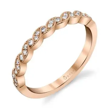 White Gold Ribbon Inspired Stackable Band - Sylvianne