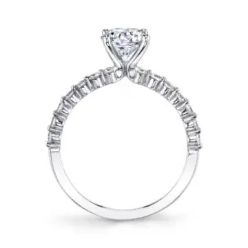 Round Cut white Gold Single Prong Classic Engagement Ring - Athena