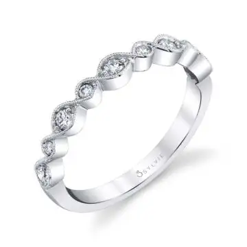 White Gold Spiral Stackable Band - Valentine