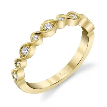 White Gold Spiral Stackable Band in Yellow Gold - Valentine