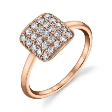 White Gold Square Pave Diamond Ring