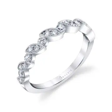 White Gold Stackable Diamond Band - Lily