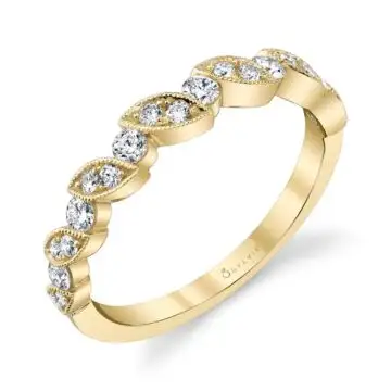 White Gold Stackable Yellow Gold Diamond Band - Lily