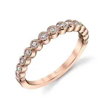 White Gold Bezel Set Diamond Stackable Wedding Band - Béatrice