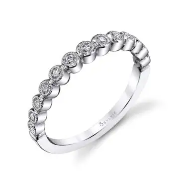 White Gold Bezel Set Diamond Stackable Wedding Band - Béatrice