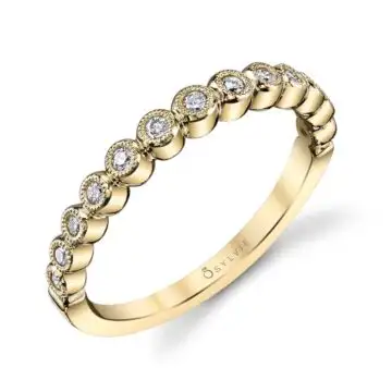 White Gold Bezel Set Diamond Stackable Wedding Band - Béatrice