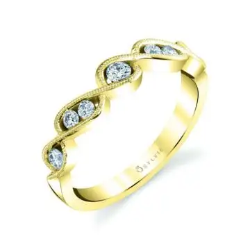 White Gold Unique Yellow Gold Spiral Wedding Band - Amanda