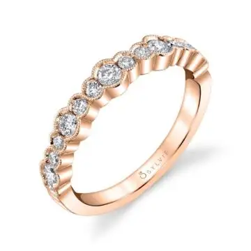 White Gold Unique Rose Gold Stackable Wedding Band - Sophia