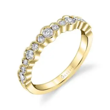 White Gold Unique Yellow Gold Stackable Wedding Band - Sophia