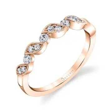 White Gold Unique Rose Gold Stackable Wedding Band - Roxanne